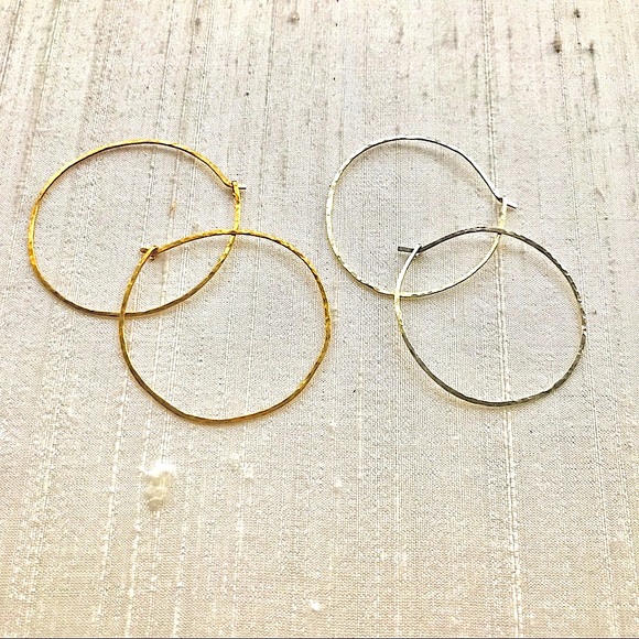Gold Artisan Made Hoop Earrings - Picture 7 of 7
